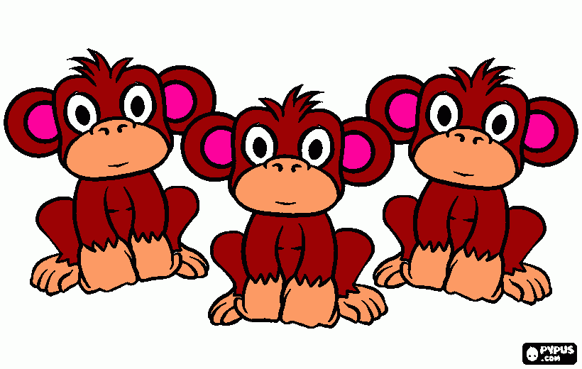 Omalovánka 3 opice